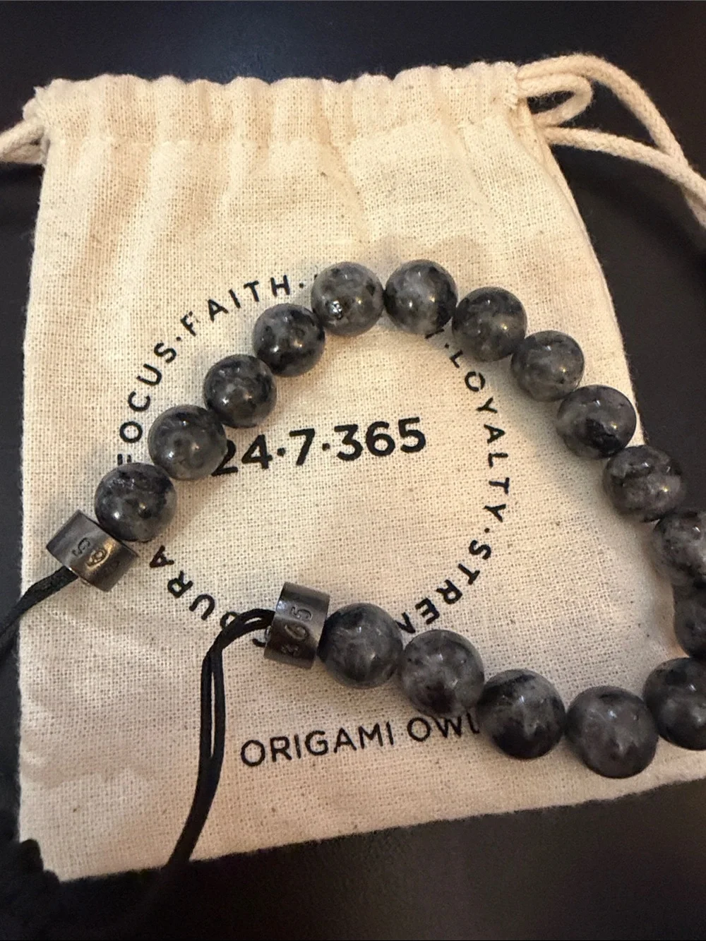 Origami Owl Gray Marbled Bead Adjustable Bracelet